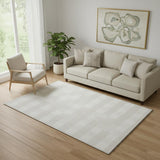 5' X 8' Ivory And Beige Plaid Washable Area Rug With UV Protection