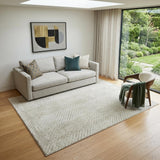 5' X 8' Ivory And Beige Plaid Washable Area Rug With UV Protection