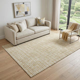 5' X 8' Gold And Ivory Abstract Geometric Washable Area Rug With UV Protection