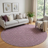 8' Eggplant And Ivory Geometric Washable Round Rug With UV Protection