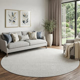 8' Ivory And Beige Geometric Washable Round Rug With UV Protection