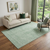 5' X 8' Sage And Ivory Geometric Washable Area Rug With UV Protection