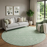 8' Sage And Ivory Geometric Washable Round Rug With UV Protection