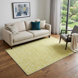 5' X 8' Yellow And Ivory Geometric Washable Area Rug With UV Protection