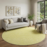8' Yellow And Ivory Geometric Washable Round Rug With UV Protection