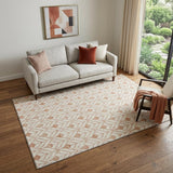 5' X 8' Salmon And Ivory Geometric Washable Area Rug With UV Protection