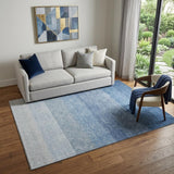 5' X 8' Blue And Ivory Ombre Washable Area Rug With UV Protection