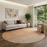 8' Rust And Beige Ombre Washable Round Rug With UV Protection