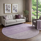 8' Purple And Ivory Ombre Washable Round Rug With UV Protection
