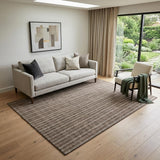 5' X 8' Brown And Ivory Striped Washable Area Rug With UV Protection