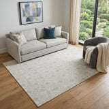 5' X 8' Ivory And Beige Geometric Washable Area Rug With UV Protection