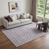 5' X 8' Lavender And Ivory Geometric Washable Area Rug With UV Protection