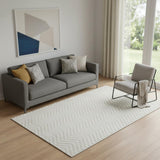 5' X 8' Ivory And Beige Chevron Washable Area Rug With UV Protection