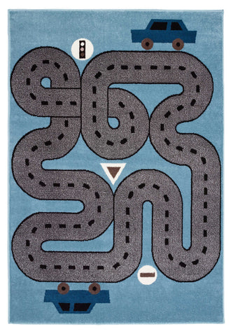 8' X 10' Navy Blue And Ivory Geometric Washable Indoor Outdoor Area Rug