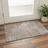 2' X 3' Beige And Rust Geometric Distressed Washable Area Rug