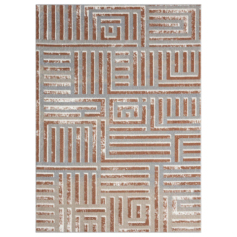 8' X 10' Brown Gold And Ivory Polka Dot Washable Indoor Outdoor Area Rug