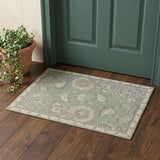 2' X 3' Gray And Blue Wool Floral Hand Tufted Area Rug
