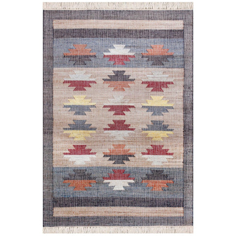 8' X 10' Teal Blue And Ivory Striped Washable Indoor Outdoor Area Rug