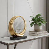 11" Gold Crystal Hand Painted Abstract, Crystal Ball Crystal