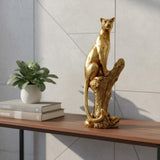 13" Bronze Resin Leopard Hand Painted Statue