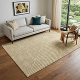 5' X 8' Gold And Ivory Geometric Washable Area Rug With UV Protection