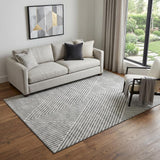 5' X 8' Gray And Ivory Geometric Washable Area Rug With UV Protection
