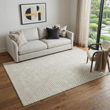 5' X 8' Ivory And Beige Geometric Washable Area Rug With UV Protection