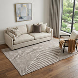 5' X 8' Taupe And Ivory Geometric Washable Area Rug With UV Protection