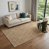 5' X 8' Terra Cotta And Ivory Geometric Washable Area Rug With UV Protection