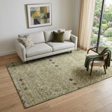 5' X 8' Sage Beige And Gold Southwestern Washable Area Rug With UV Protection