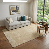 5' X 8' Gold And Ivory Striped Washable Area Rug With UV Protection
