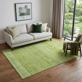 5' X 8' Lime Green And Ivory Striped Washable Area Rug With UV Protection