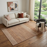 5' X 8' Rust And Ivory Striped Washable Area Rug With UV Protection