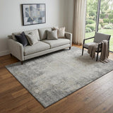 5' X 8' Gray And Ivory Abstract Washable Area Rug With UV Protection
