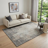 5' X 8' Taupe And Ivory Abstract Washable Area Rug With UV Protection