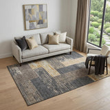 5' X 8' Coffee Gold And Ivory Geometric Washable Area Rug With UV Protection