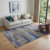 5' X 8' Lavender Pink And Orange Abstract Washable Area Rug With UV Protection