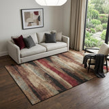 5' X 8' Coffee Burgundy And Beige Abstract Washable Area Rug With UV Protection