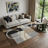 5' X 8' Pewter Gray And Black Geometric Washable Area Rug With UV Protection