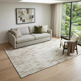 5' X 8' Ivory And Beige Abstract Washable Area Rug With UV Protection