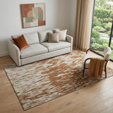 5' X 8' Rust And Ivory Abstract Washable Area Rug With UV Protection