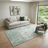 5' X 8' Sage And Ivory Abstract Washable Area Rug With UV Protection