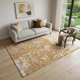 5' X 8' Copper And Ivory Abstract Washable Area Rug With UV Protection