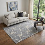 5' X 8' Gray Gold And Ivory Geometric Washable Area Rug With UV Protection