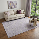 5' X 8' Lavender And Ivory Geometric Washable Area Rug With UV Protection