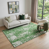 5' X 8' Emerald And Ivory Abstract Washable Area Rug With UV Protection