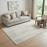 5' X 8' Ivory And Beige Abstract Washable Area Rug With UV Protection