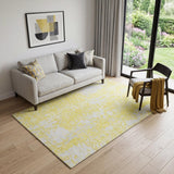 5' X 8' Yellow And Ivory Abstract Washable Area Rug With UV Protection