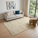 5' X 8' Gold And Beige Striped Washable Area Rug With UV Protection