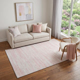 5' X 8' Pink And Ivory Striped Washable Area Rug With UV Protection